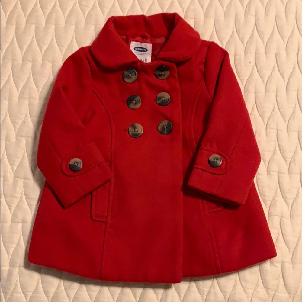 12-18m red pea coat.
